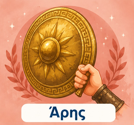 Ο Άρης και το σύμβολό του, η ασπίδα