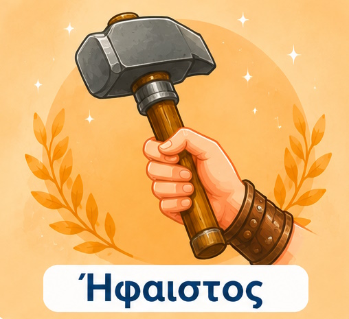 Ο Ήφαιστος και το σύμβολό του, το σφυρί