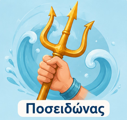 Ο Ποσειδώνας και το σύμβολό του, η τρίαινα