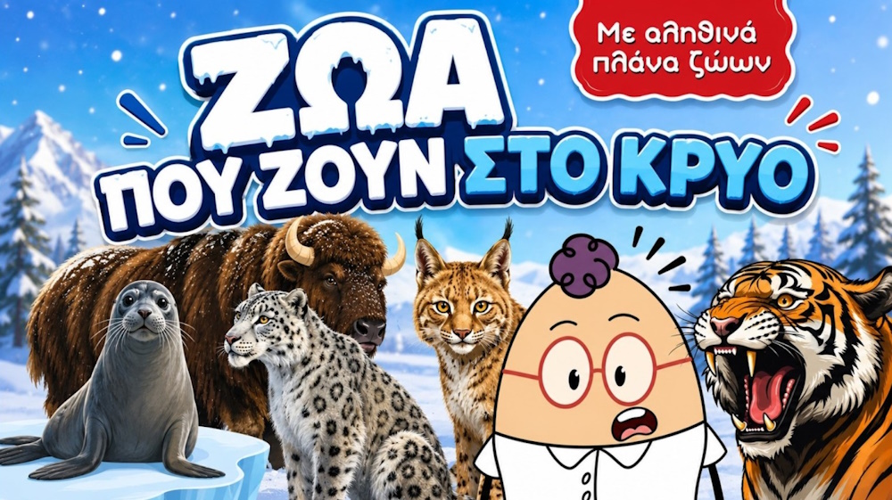 Ο Egg γνωρίζει ζώα που ζουν σε ψυχρά κλίματα, όπως η φώκια, ο βίσονας, η λεοπάρδαλη του χιονιού, ο λύγκας και η τίγρη.