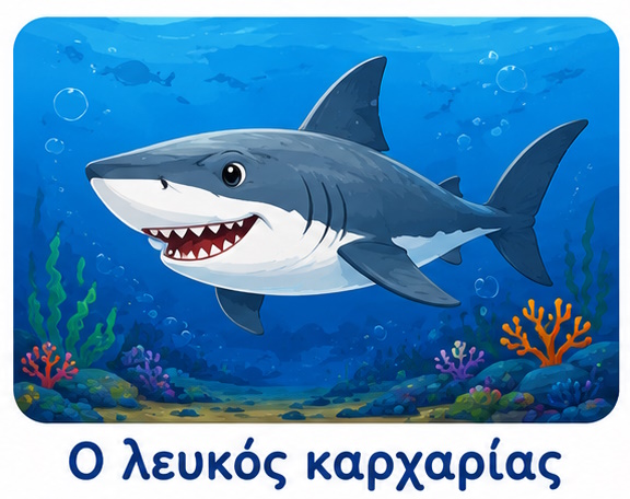 Λευκός καρχαρίας για παιδιά μέσα στη θάλασσα