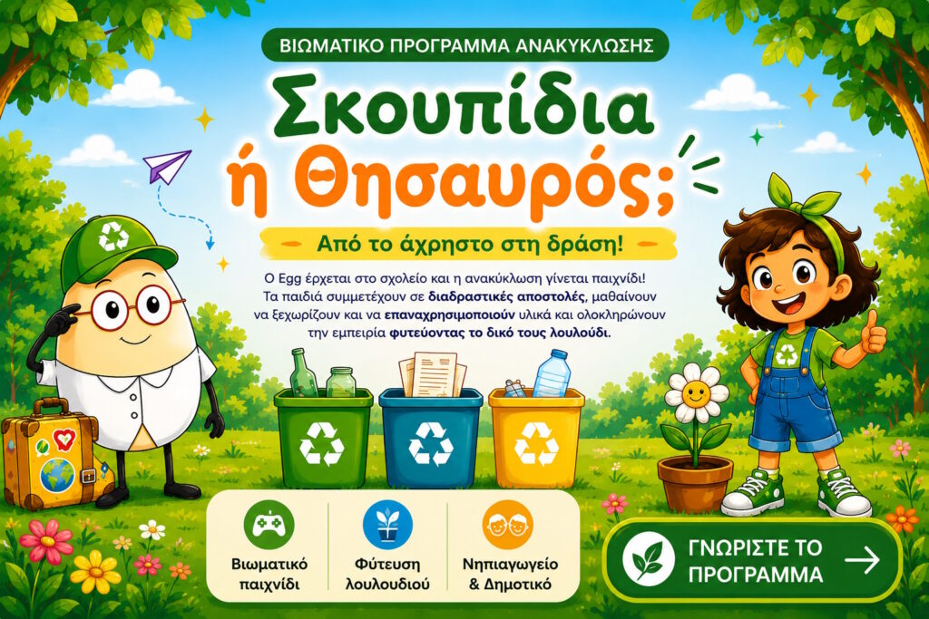 Εκπαιδευτικό πρόγραμμα ανακύκλωσης για παιδιά – Σκουπίδια ή Θησαυρός | EggΠαίδευση